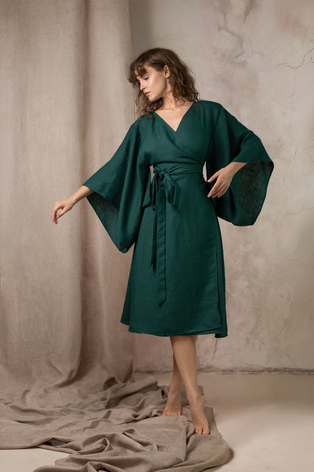 KIMONO DRESS IN DARK CHOCOLATE